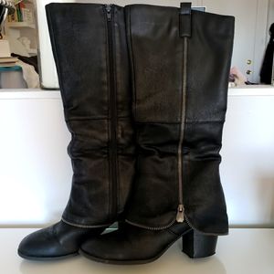 Black Leather Knee-High Boots